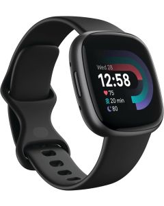 Fitbit Versa 4 Fitness Smartwatch with Daily Readiness, GPS, 24/7 Heart Rate, 40+ Exercise Modes, Sleep Tracking and more, Black/Graphite, One Size (S & L Bands Included)