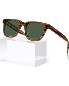 AVAWAY Polarized Sunglasses for Men UV Protection, Square Acetate Frame Outdoor Driving Sun Glasses