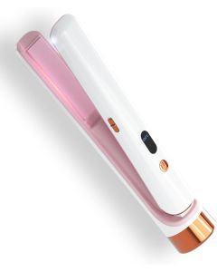 Cordless Hair Straightener Portable Travel Rechargeable Flat Iron, Fast Heating, Adjustable Temperature for Professional Straightening & Curling – Portable and Travel-Friendly (White)