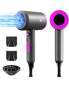 slopehill Professional Ionic Hair Dryer, Powerful 1800W Fast Drying Low Noise Blow Dryer with 2 Concentrator Nozzle 1 Diffuser Attachments for Home Salon Travel