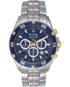 Bulova Men's Marine Star Two-Tone Stainless Steel Chronograph Quartz Watch, Blue Dial Style: 98H37