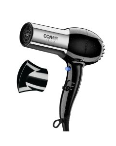 Conair Hair Dryer, 1875W Full-Size Hair Dryer with Ionic Conditioning, Blow Dryer, Tourmaline Ceramic Technology for Quick Drying, Black/Chrome