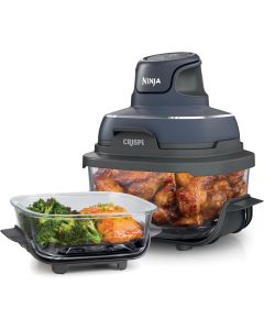Ninja Crispi 4-in-1 Glass Air Fryer | 450°F | Non-Toxic | 4QT & 6-Cup Glass Containers w/Lids | Microwave, Freezer, Dishwasher Safe | Max Crisp, Air Fry, Bake, Recrisp | Cyberspace Gray, FN101GY