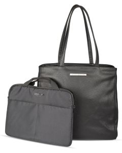 Kenneth Cole REACTION Marley Women’s Pebble Vegan Leather 16" Laptop Tote with Removeable 14" Laptop Sleeve, Black