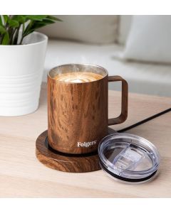 Folgers 12 Ounce Coffee Mug Warmer & Mug Set for Desk, Cup Heater – Electric Beverage Warmer Plate for Coffee & Tea