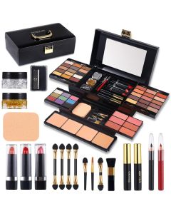 Professional Makeup Kit for Women Full Kit with Mirror 58 Colors All in One Make up Gift Set for Girls Included Eyeshadow,Compact Powder,Blusher,Lipstick,Eyebrow Pencil,Gitter Gel,Eyeliner,Mascara (N)