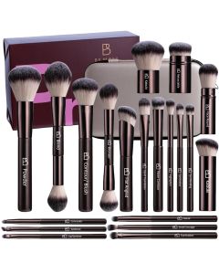 Professional Makeup Brushes BS-MALL With Travel Case - Kabuki Brush Eyeshadow Brush, Concealer Brush, Blush Brush Bronzer & Foundation Brush 20 Pcs, Labeled Daily Use & Versatile Occasions Gift Box