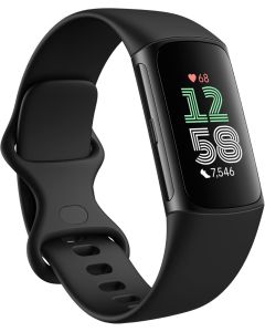 Fitbit Charge 6 Fitness Tracker with Google apps, Heart Rate on Exercise Equipment, 6-Months Premium Membership Included, GPS, Health Tools and More, Obsidian/Black, One Size (S & L Bands Included)