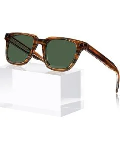 AVAWAY Polarized Sunglasses for Men UV Protection, Square Acetate Frame Outdoor Driving Sun Glasses