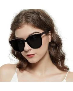 LVIOE Polarized Sunglasses for Women UV400 Protection Oversized Cat Eye Frame Retro Sunglasses for Driving Fishing Outdoor