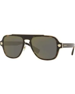 Versace VE 2199 12524T Havana Plastic Square Sunglasses Grey Mirror Lens