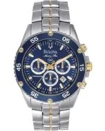 Bulova Men's Marine Star Two-Tone Stainless Steel Chronograph Quartz Watch, Blue Dial Style: 98H37
